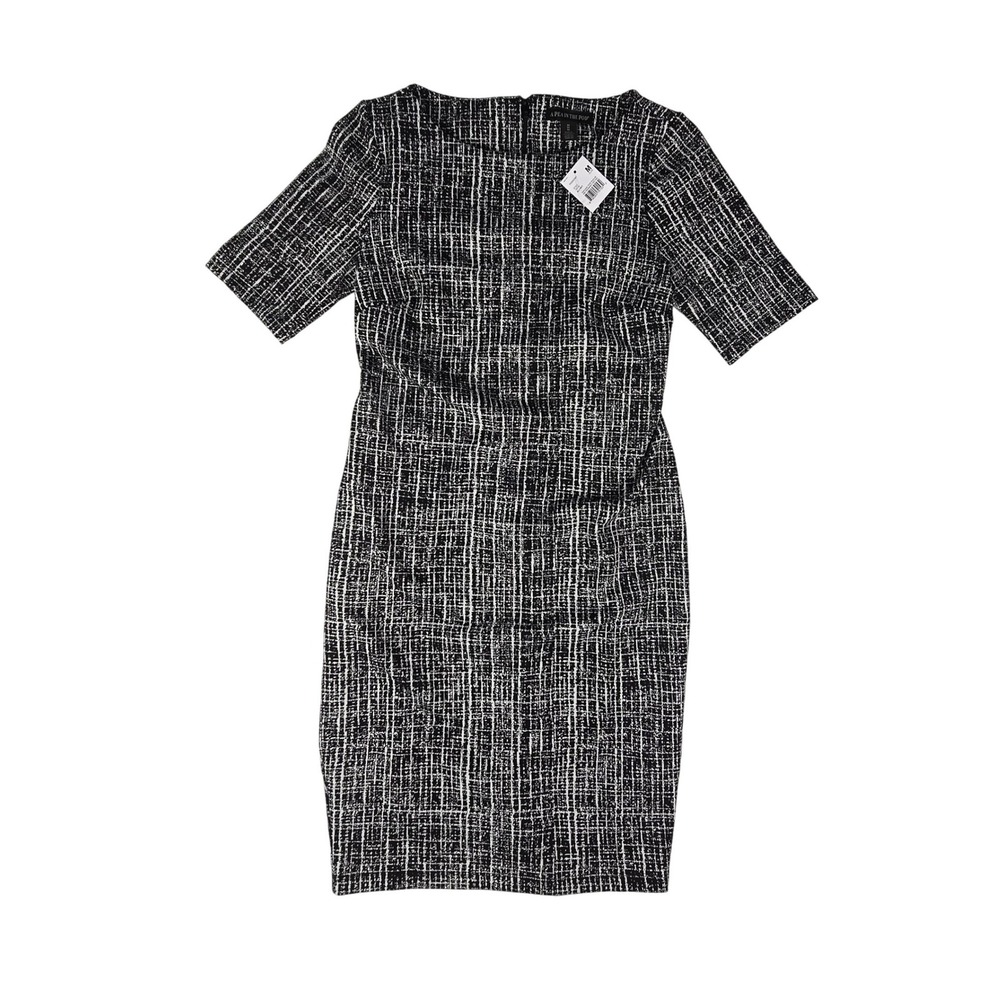 NWT A Pea in the Pod Sheath Dress Women M Black White Crosshatch Maternity Chic‎
